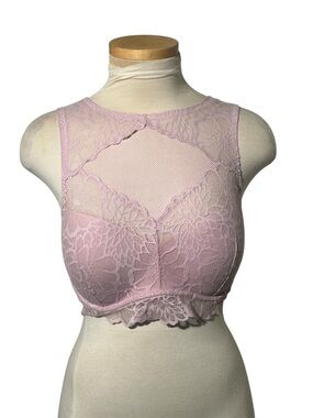 PINK Victoria's Secret Pale Pink Lace High-Neck Bralette Size S DD